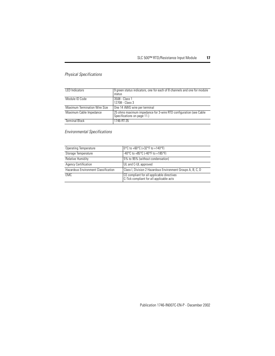Rockwell Automation 1746-NR8 SLC 500 RTD/Resistance Input Module/ Instructions User Manual | Page 17 / 24
