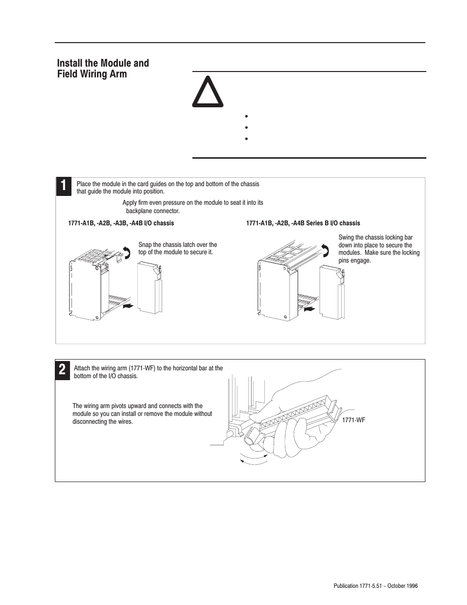 Install the module and field wiring arm | Rockwell Automation 1771-IL INSTL.INSTR.ISOL ANALOG INPUT User Manual | Page 5 / 16