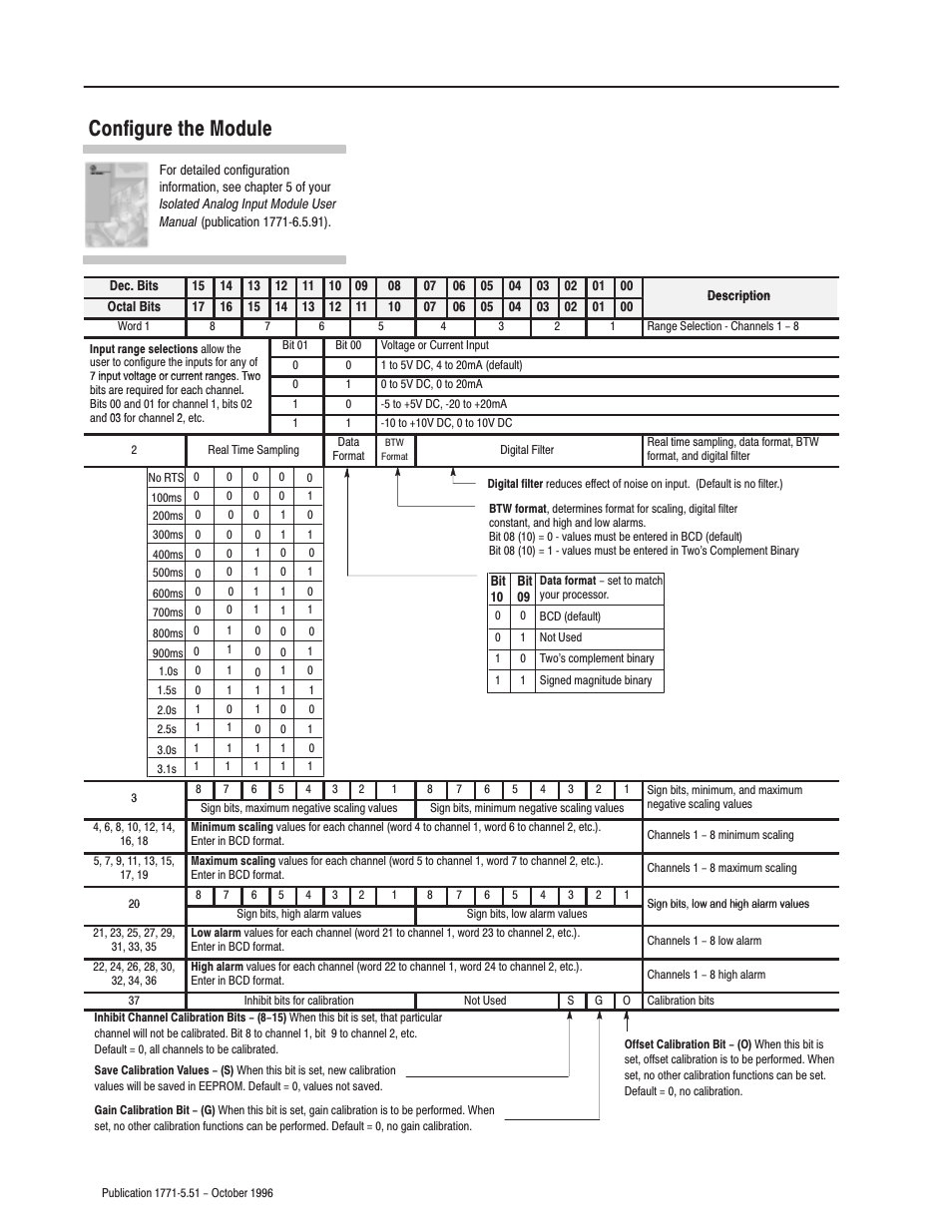 Configure the module | Rockwell Automation 1771-IL INSTL.INSTR.ISOL ANALOG INPUT User Manual | Page 8 / 16