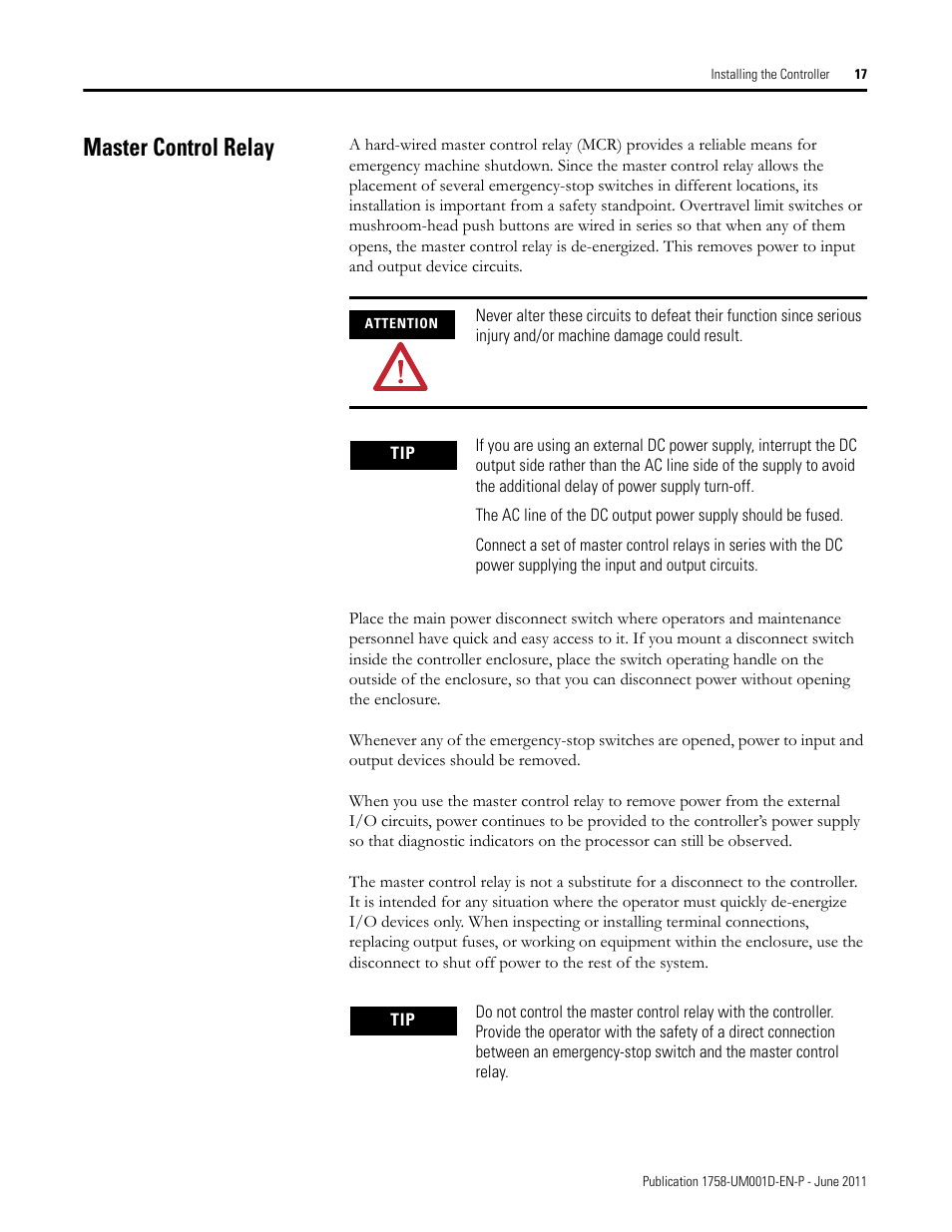 Master control relay | Rockwell Automation 1758-RTU202 DataSite Hardware User Manual User Manual | Page 17 / 68