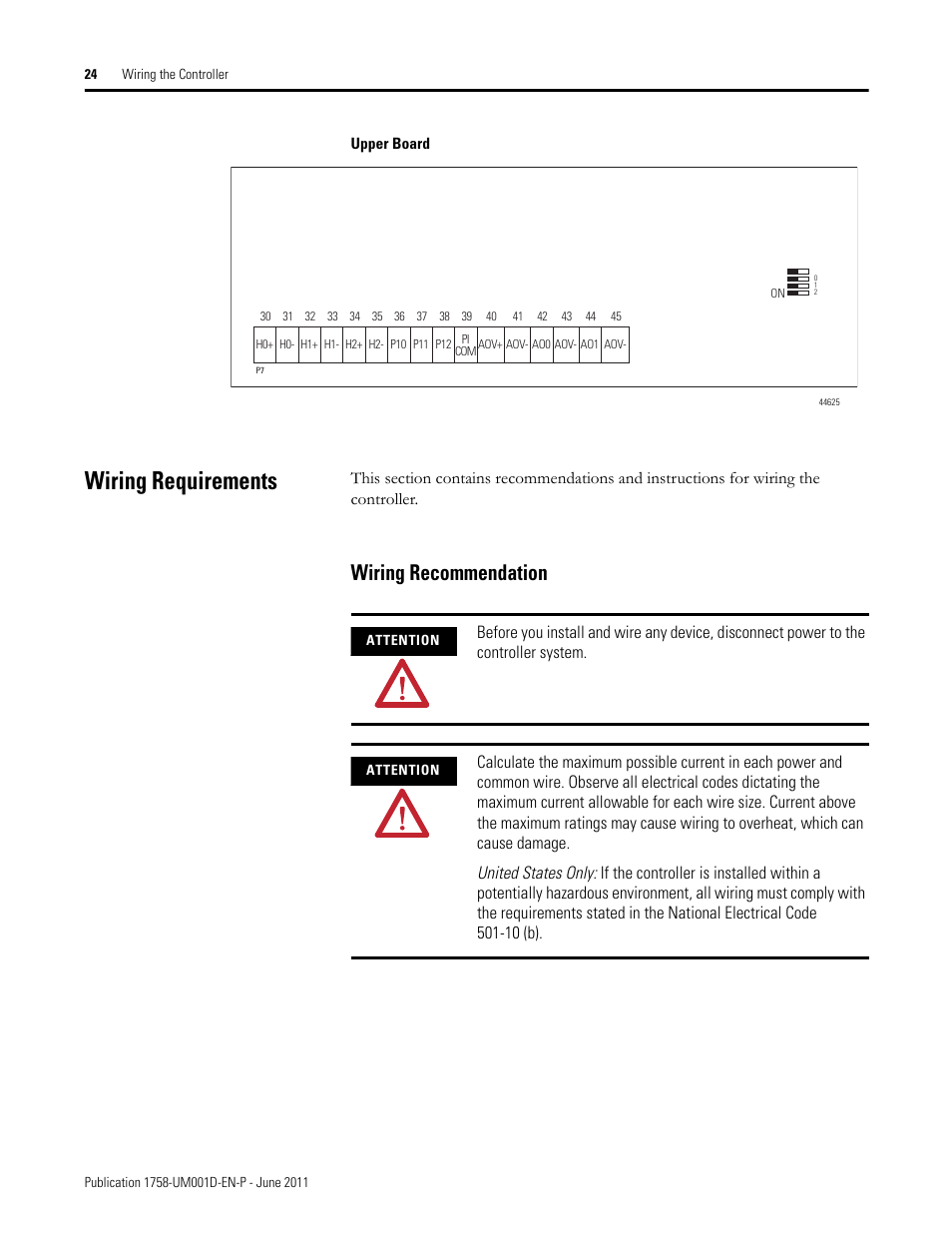 Wiring requirements, Wiring recommendation | Rockwell Automation 1758-RTU202 DataSite Hardware User Manual User Manual | Page 24 / 68
