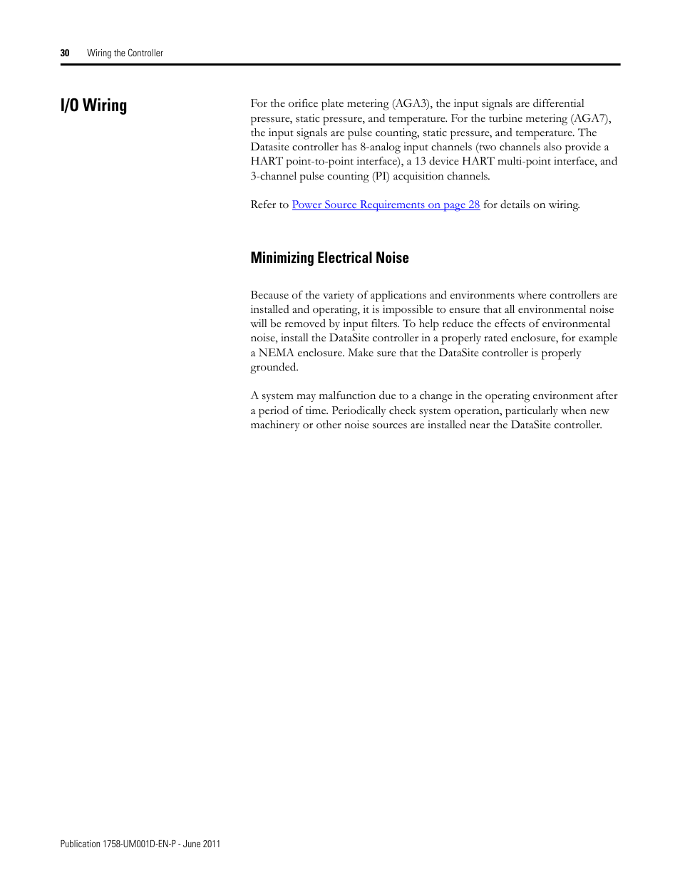 I/o wiring, Minimizing electrical noise | Rockwell Automation 1758-RTU202 DataSite Hardware User Manual User Manual | Page 30 / 68