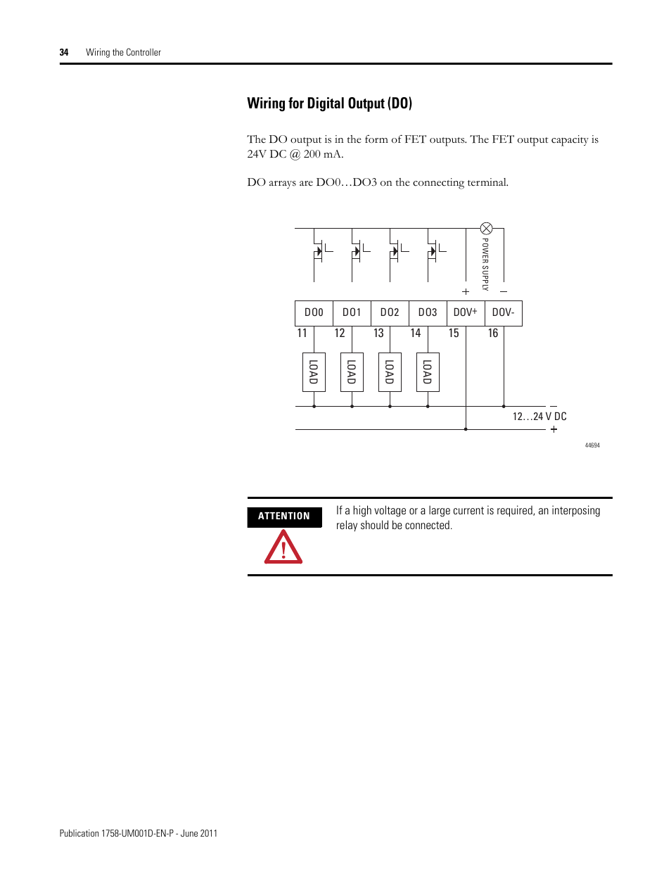 Wiring for digital output (do) | Rockwell Automation 1758-RTU202 DataSite Hardware User Manual User Manual | Page 34 / 68