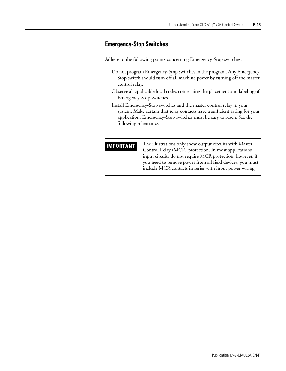 Emergency-stop switches | Rockwell Automation 1747-ACNR15 ControlNet Adapter Module User Manual User Manual | Page 105 / 140
