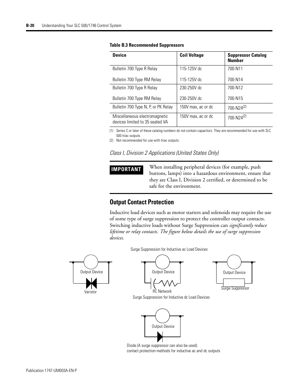 Output contact protection | Rockwell Automation 1747-ACNR15 ControlNet Adapter Module User Manual User Manual | Page 112 / 140