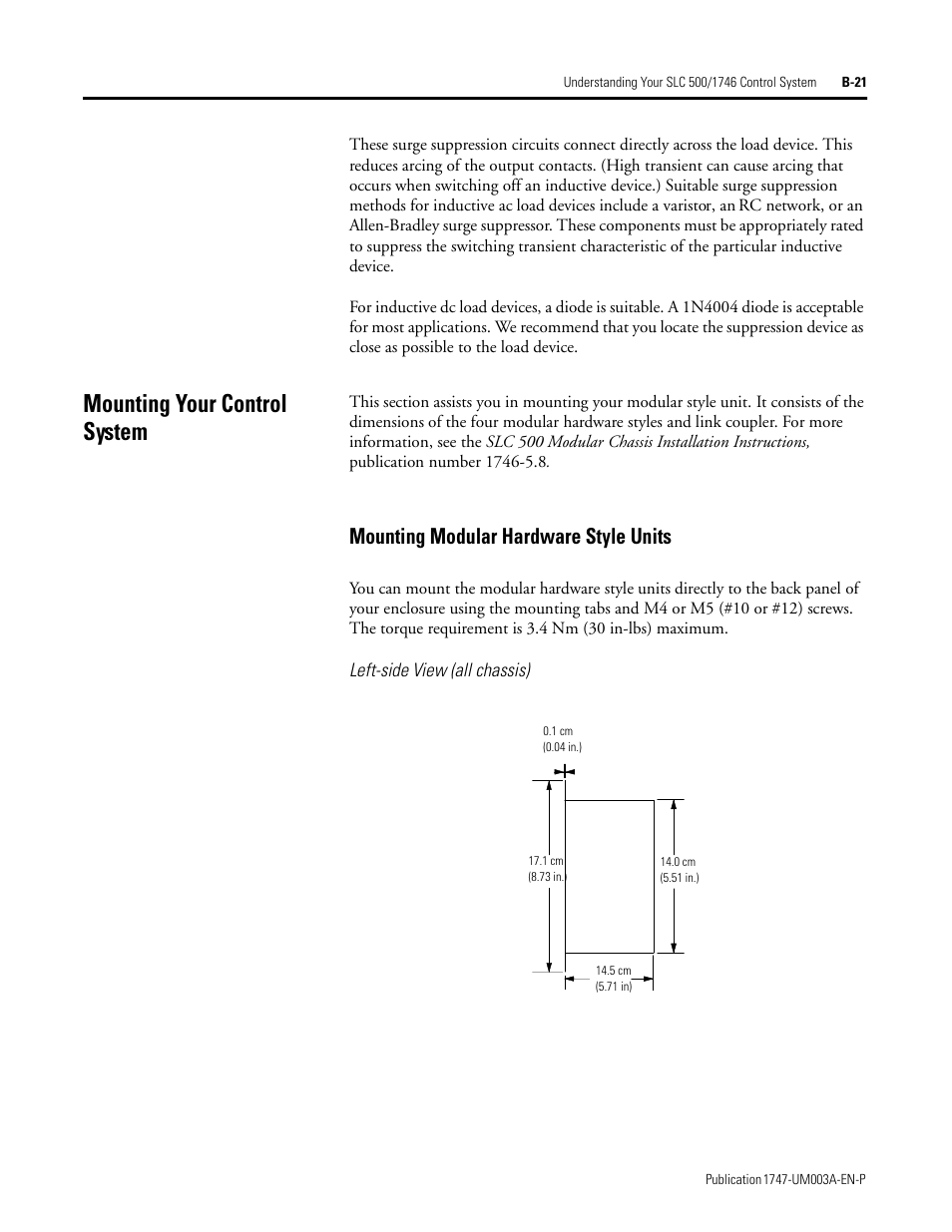 Mounting your control system, Mounting modular hardware style units | Rockwell Automation 1747-ACNR15 ControlNet Adapter Module User Manual User Manual | Page 113 / 140