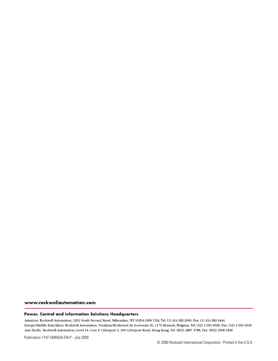 Back cover | Rockwell Automation 1747-ACNR15 ControlNet Adapter Module User Manual User Manual | Page 140 / 140