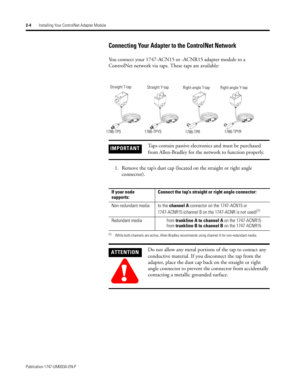 Connecting your adapter to the controlnet network | Rockwell Automation 1747-ACNR15 ControlNet Adapter Module User Manual User Manual | Page 16 / 140