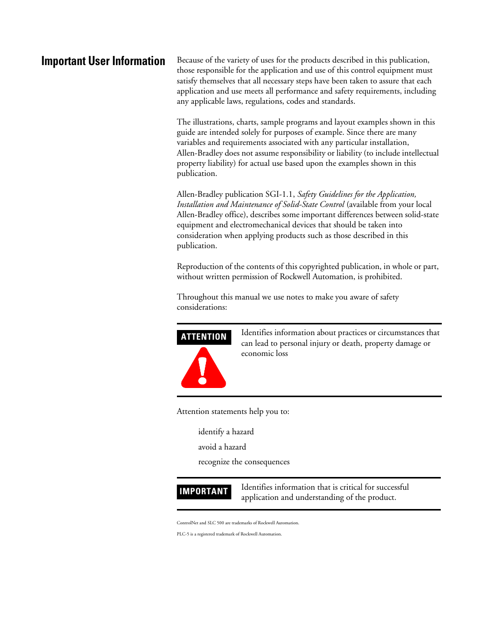 Important user information | Rockwell Automation 1747-ACNR15 ControlNet Adapter Module User Manual User Manual | Page 2 / 140