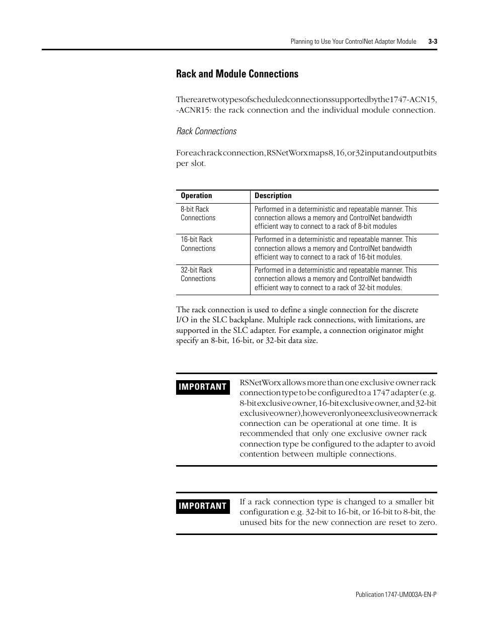 Rack and module connections, Rack and module connections -3 | Rockwell Automation 1747-ACNR15 ControlNet Adapter Module User Manual User Manual | Page 23 / 140