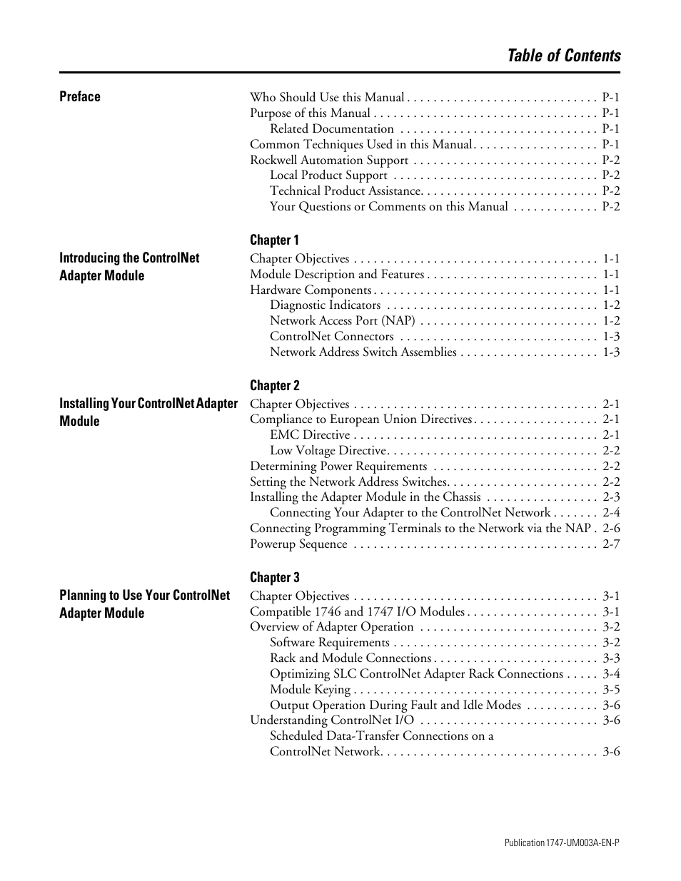 Rockwell Automation 1747-ACNR15 ControlNet Adapter Module User Manual User Manual | Page 3 / 140