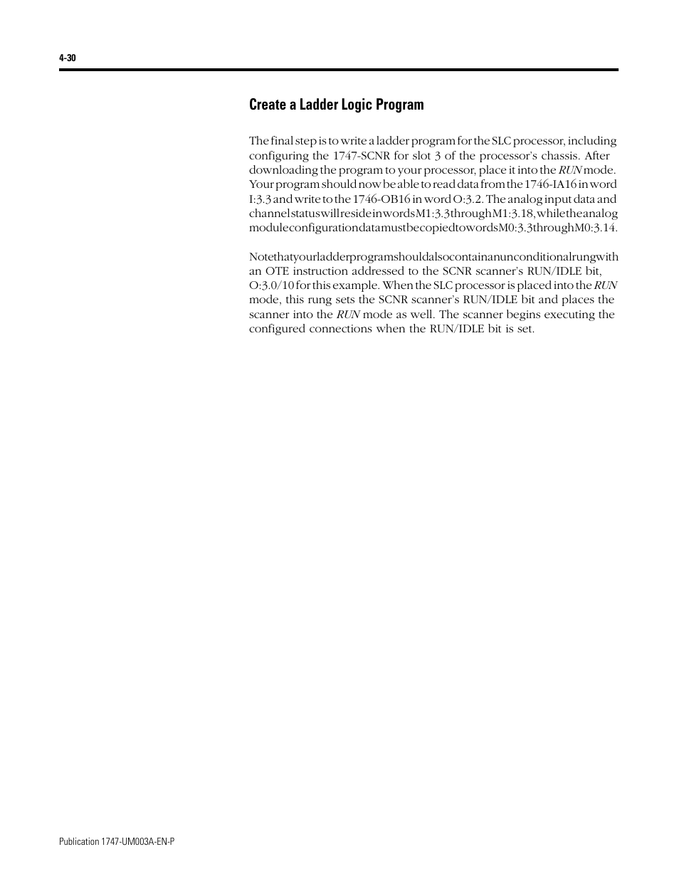 Create a ladder logic program, Create a ladder logic program -30 | Rockwell Automation 1747-ACNR15 ControlNet Adapter Module User Manual User Manual | Page 58 / 140