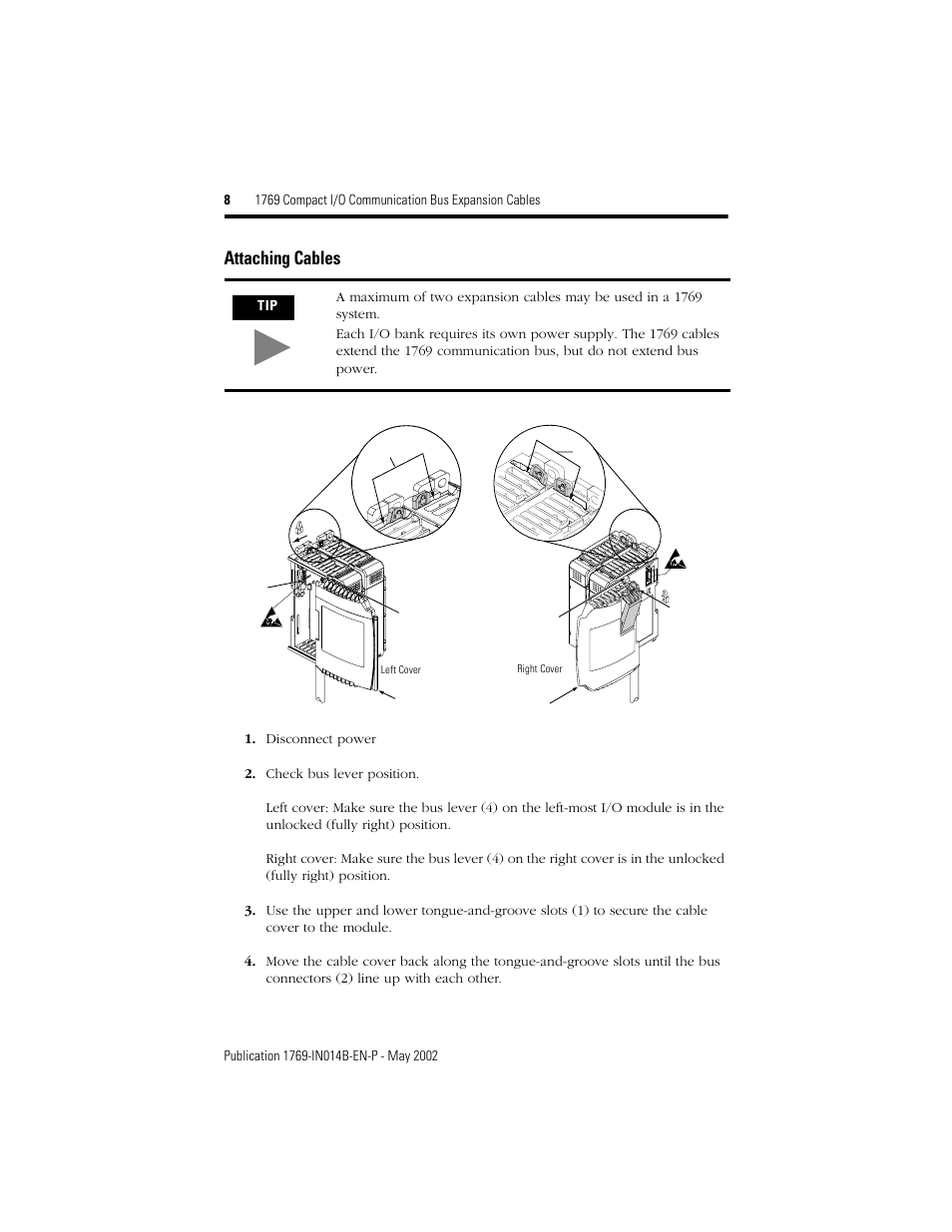 Attaching cables | Rockwell Automation 1769-XXXX Compact I/O Communication Bus Expansion Cables User Manual | Page 8 / 12