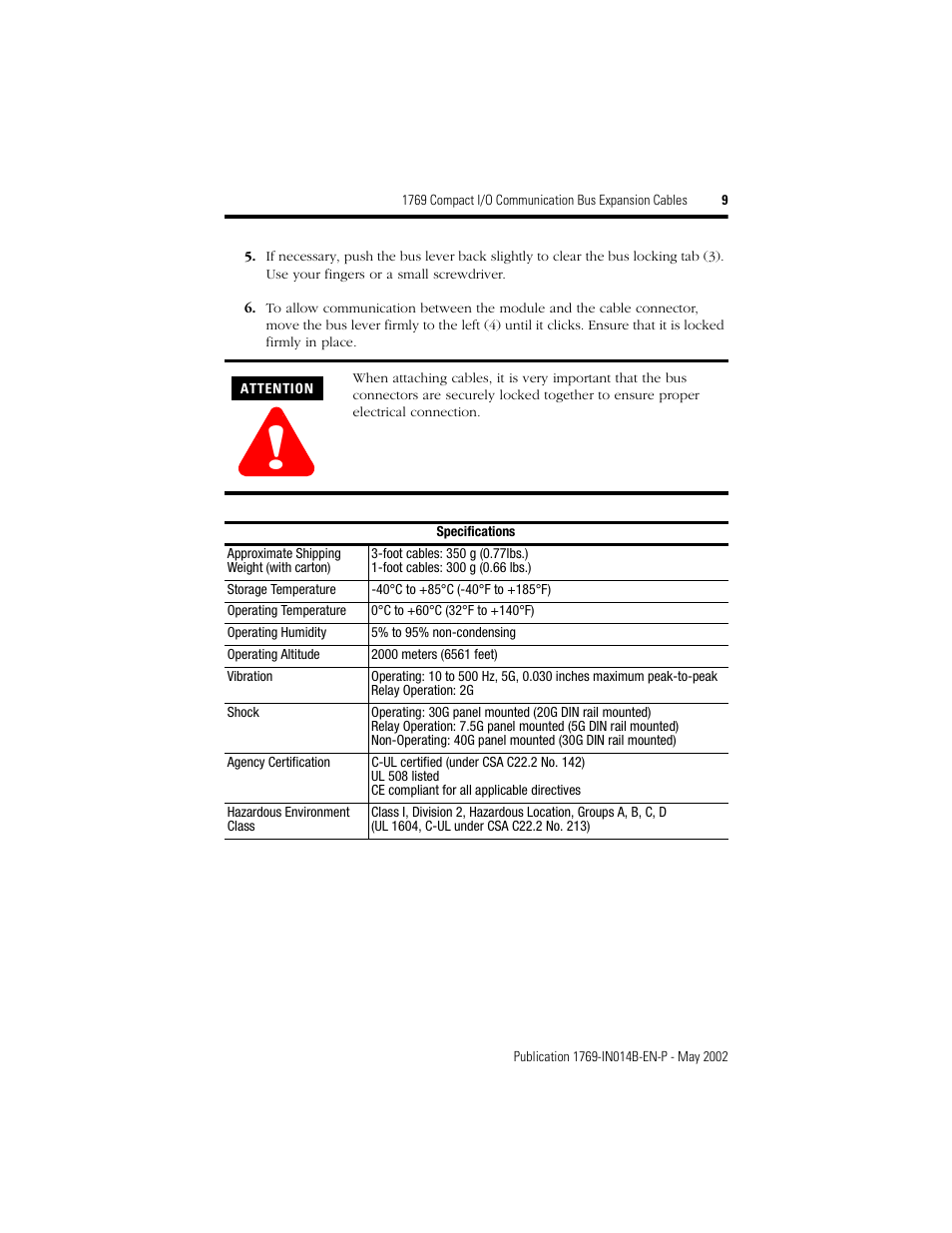 Rockwell Automation 1769-XXXX Compact I/O Communication Bus Expansion Cables User Manual | Page 9 / 12