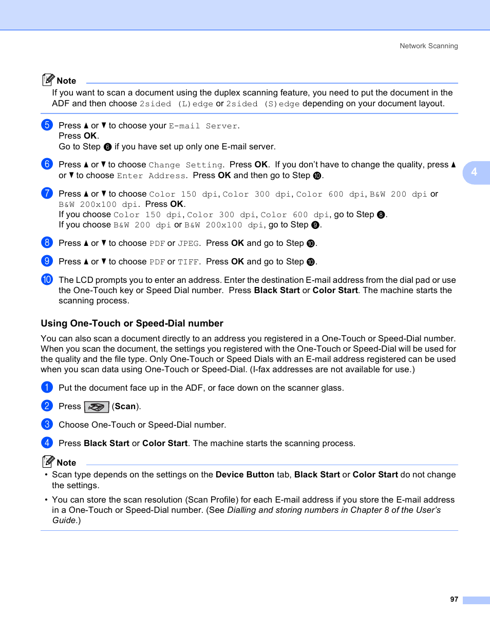 Using one-touch or speed-dial number | Brother DCP-9045CDN User Manual | Page 104 / 217