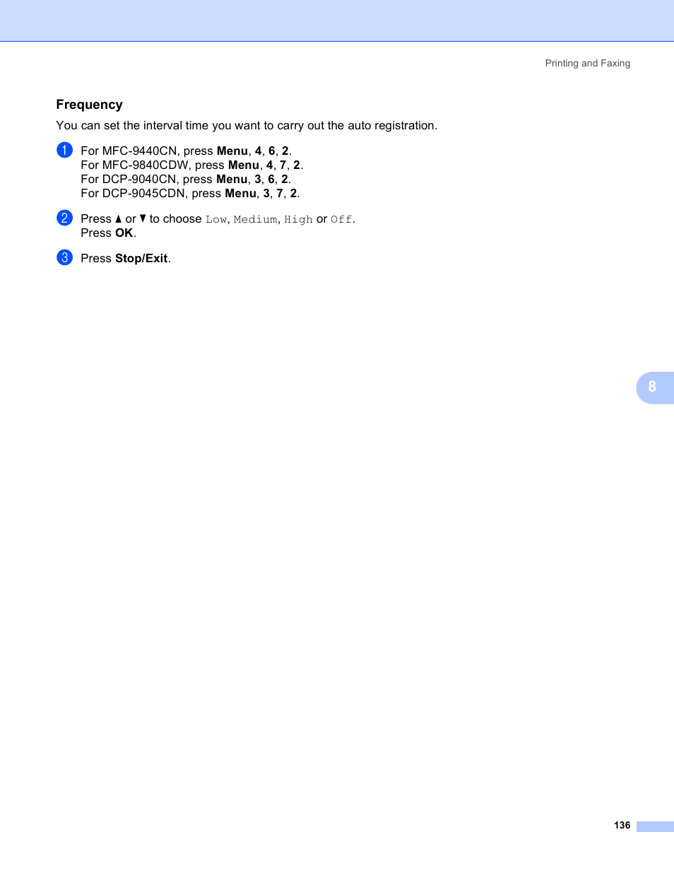 Frequency | Brother DCP-9045CDN User Manual | Page 143 / 217