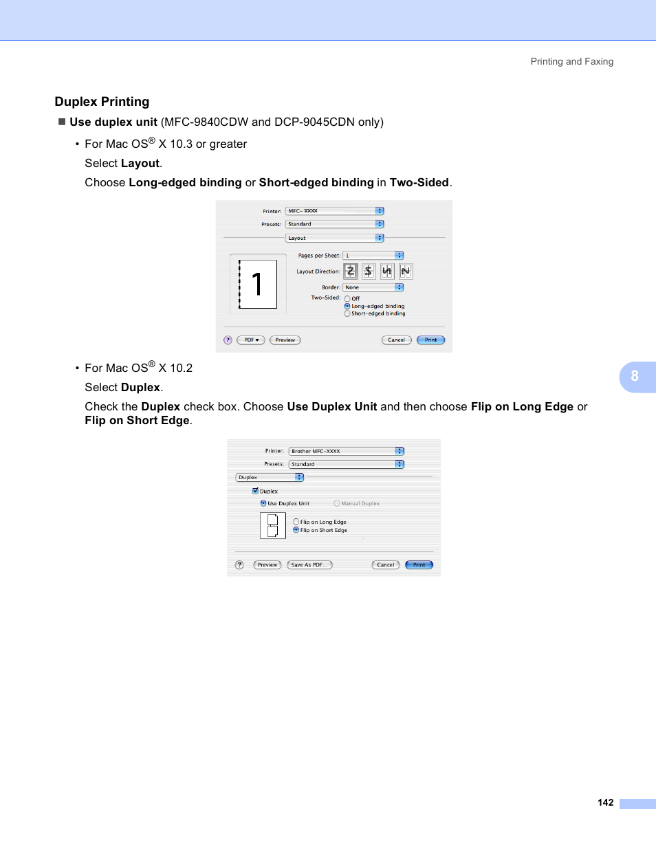 Duplex printing | Brother DCP-9045CDN User Manual | Page 149 / 217