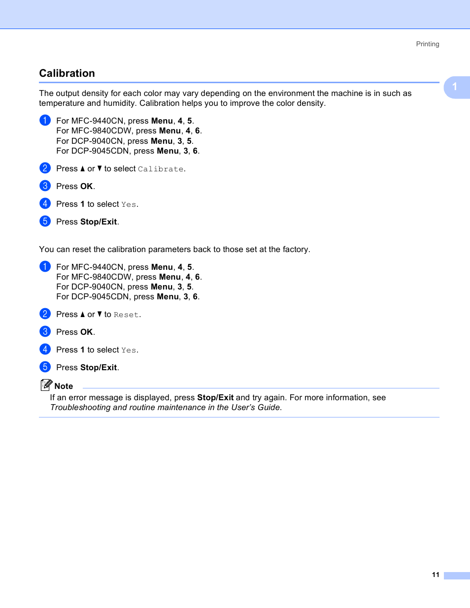 Calibration | Brother DCP-9045CDN User Manual | Page 18 / 217