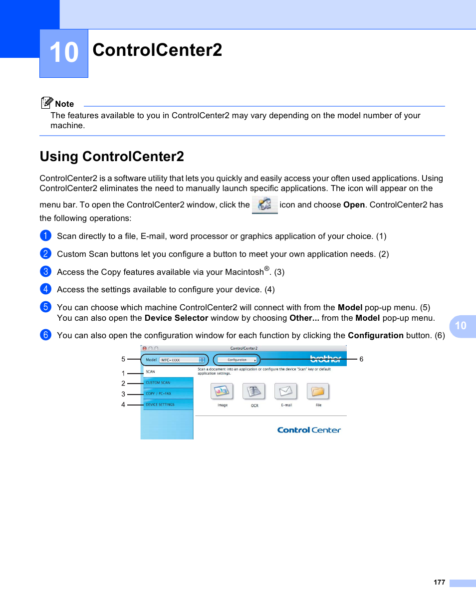 10 controlcenter2, Using controlcenter2, Controlcenter2 | Brother DCP-9045CDN User Manual | Page 184 / 217
