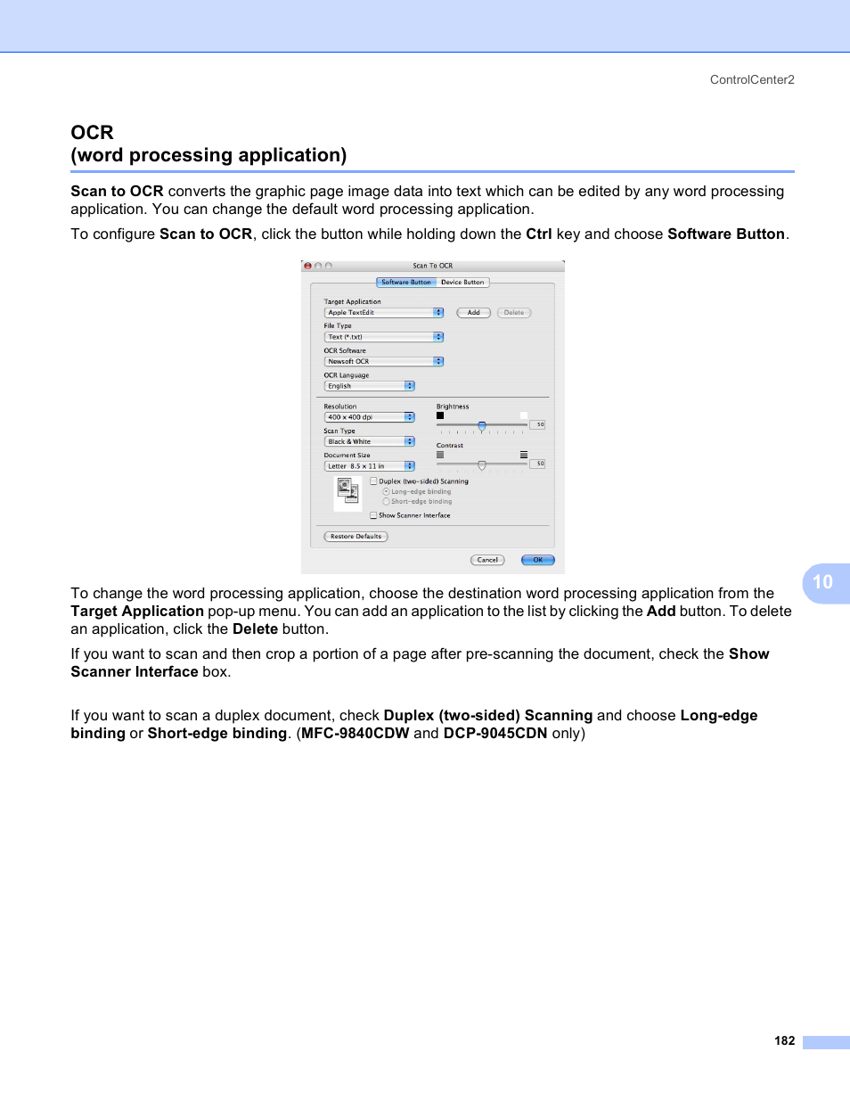 Ocr (word processing application), 10 ocr (word processing application) | Brother DCP-9045CDN User Manual | Page 189 / 217