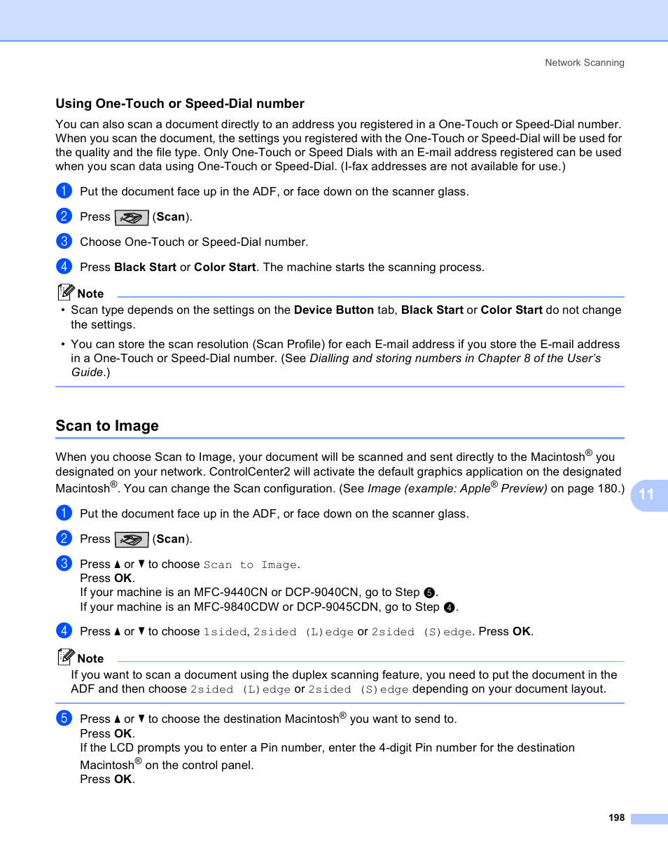 Using one-touch or speed-dial number, Scan to image | Brother DCP-9045CDN User Manual | Page 205 / 217