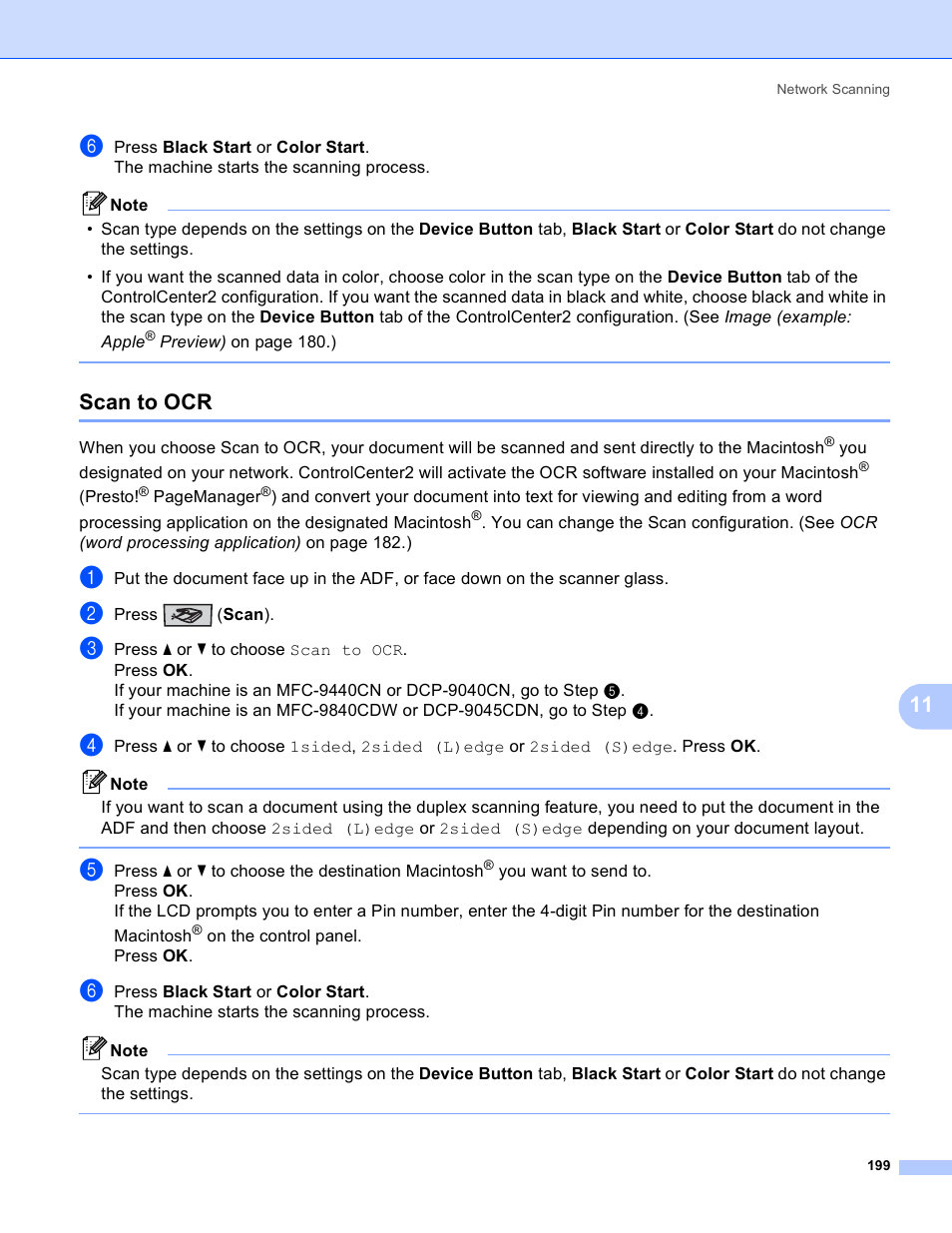 Scan to ocr | Brother DCP-9045CDN User Manual | Page 206 / 217