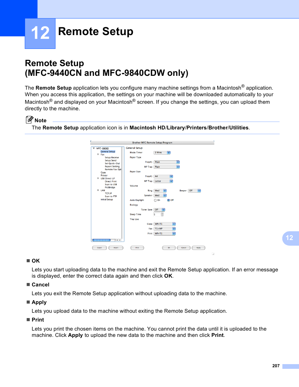 12 remote setup, Remote setup (mfc-9440cn and mfc-9840cdw only), Remote setup | Brother DCP-9045CDN User Manual | Page 214 / 217