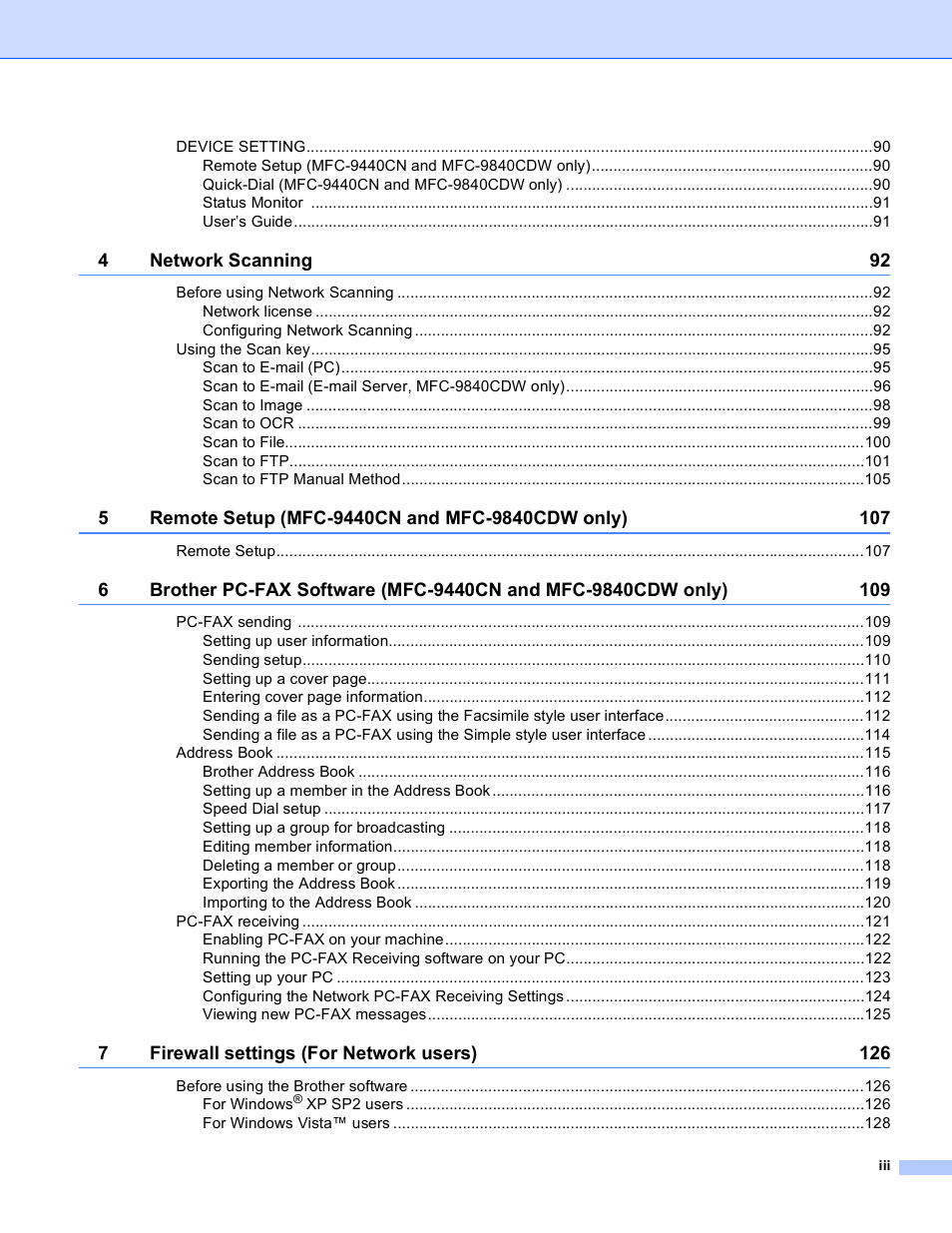 Brother DCP-9045CDN User Manual | Page 4 / 217