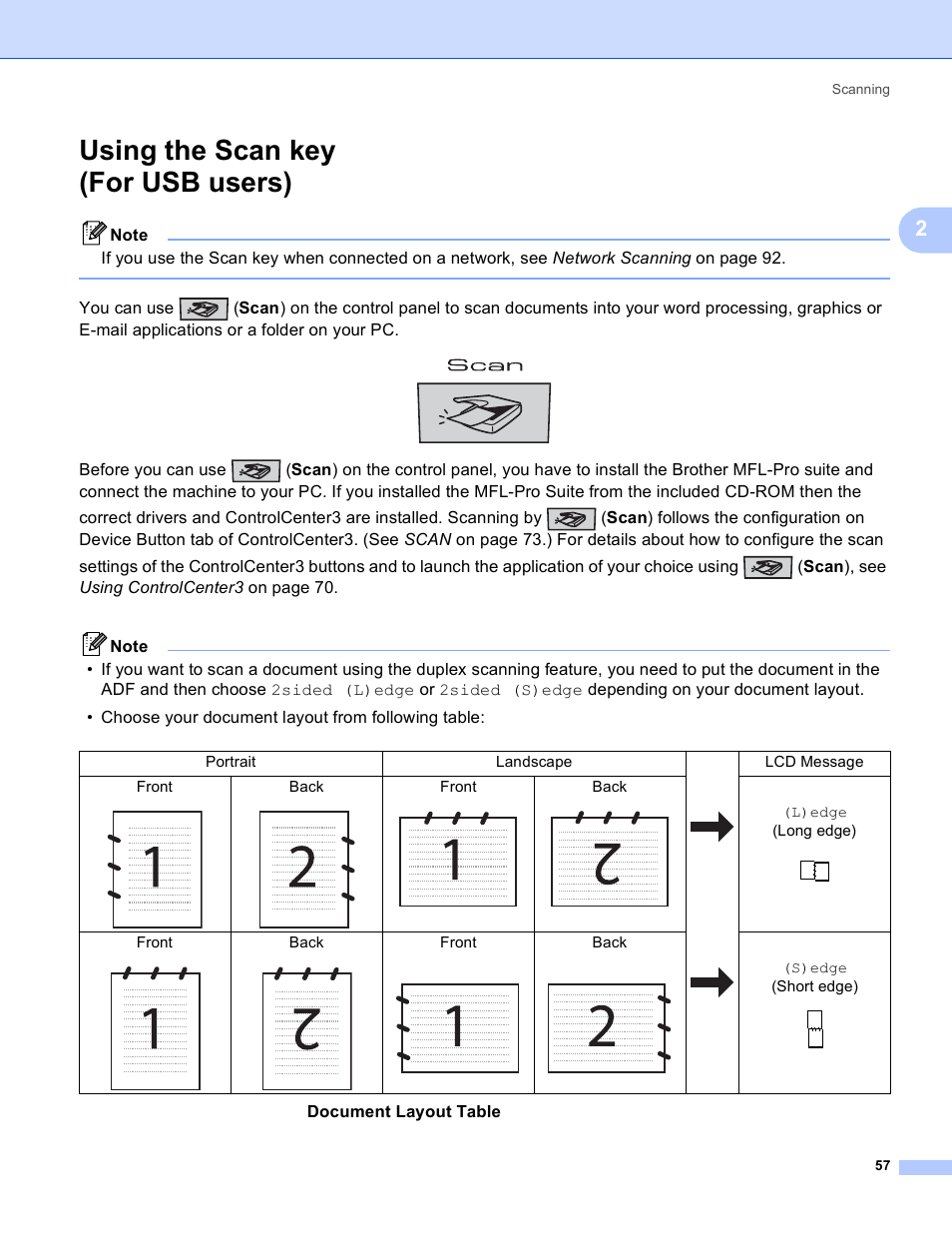 Using the scan key (for usb users) | Brother DCP-9045CDN User Manual | Page 64 / 217