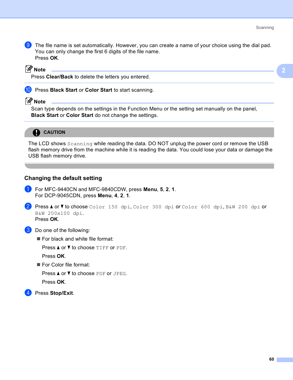 Changing the default setting | Brother DCP-9045CDN User Manual | Page 67 / 217