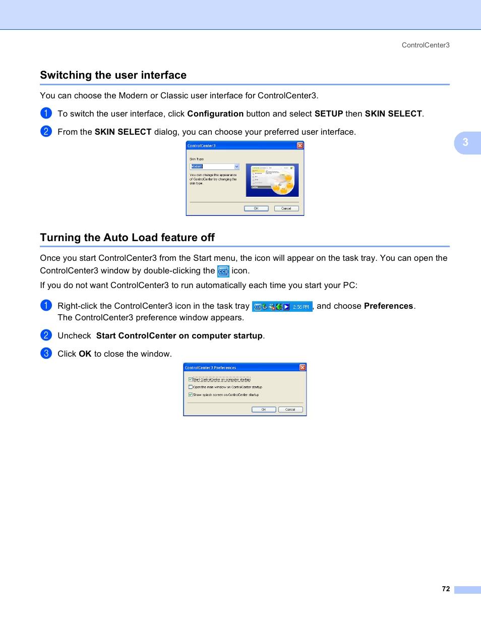 Switching the user interface, Turning the auto load feature off, 3switching the user interface | Brother DCP-9045CDN User Manual | Page 79 / 217