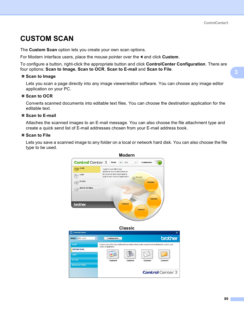 Custom scan | Brother DCP-9045CDN User Manual | Page 87 / 217