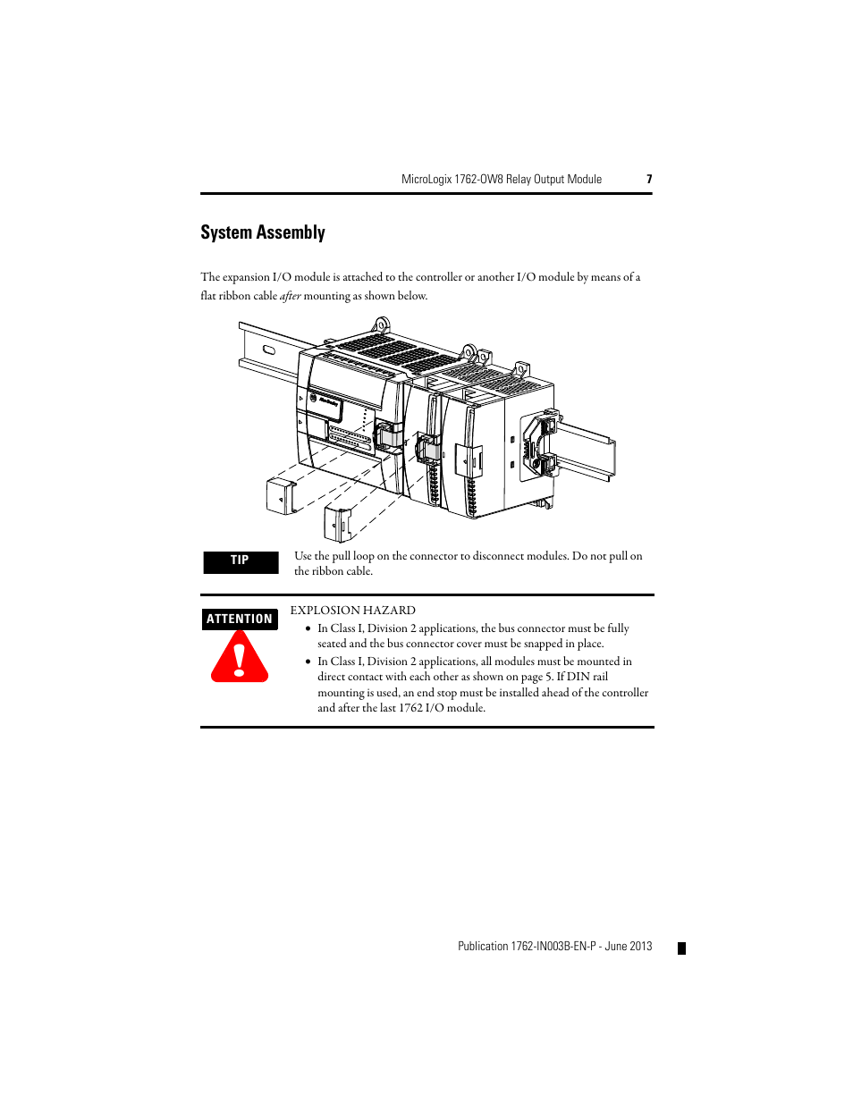 System assembly | Rockwell Automation 1762-OW8 MICROLOGIX RELAY OUTPUT MODULE User Manual | Page 7 / 16