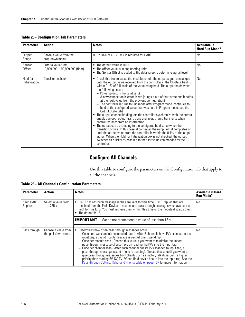 Configure all channels | Rockwell Automation 1756-OF8H ControlLogix HART Analog I/O Modules User Manual | Page 106 / 228