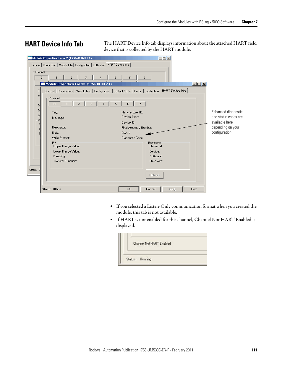 Hart device info tab | Rockwell Automation 1756-OF8H ControlLogix HART Analog I/O Modules User Manual | Page 111 / 228