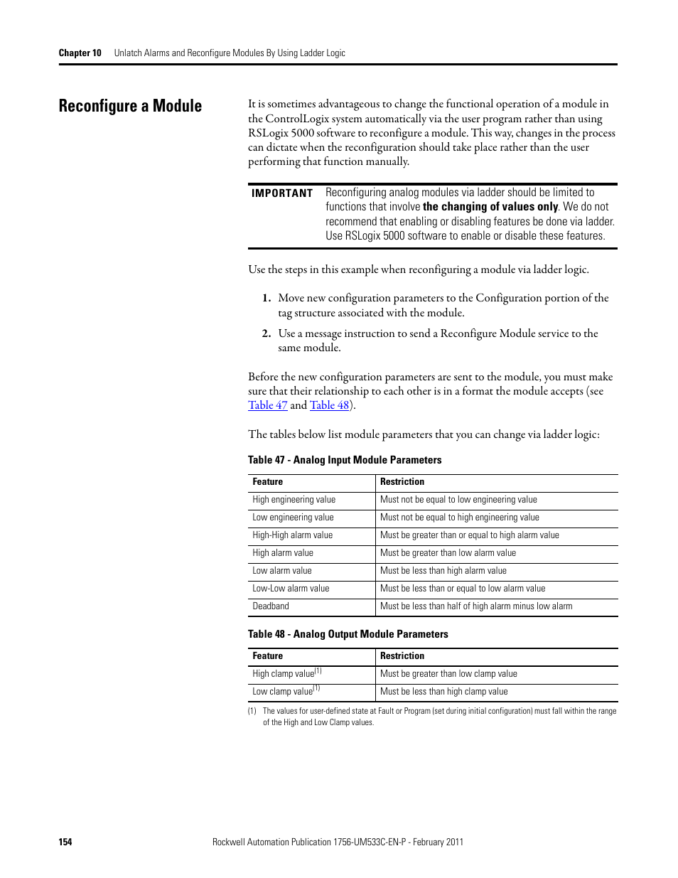 Reconfigure a module | Rockwell Automation 1756-OF8H ControlLogix HART Analog I/O Modules User Manual | Page 154 / 228