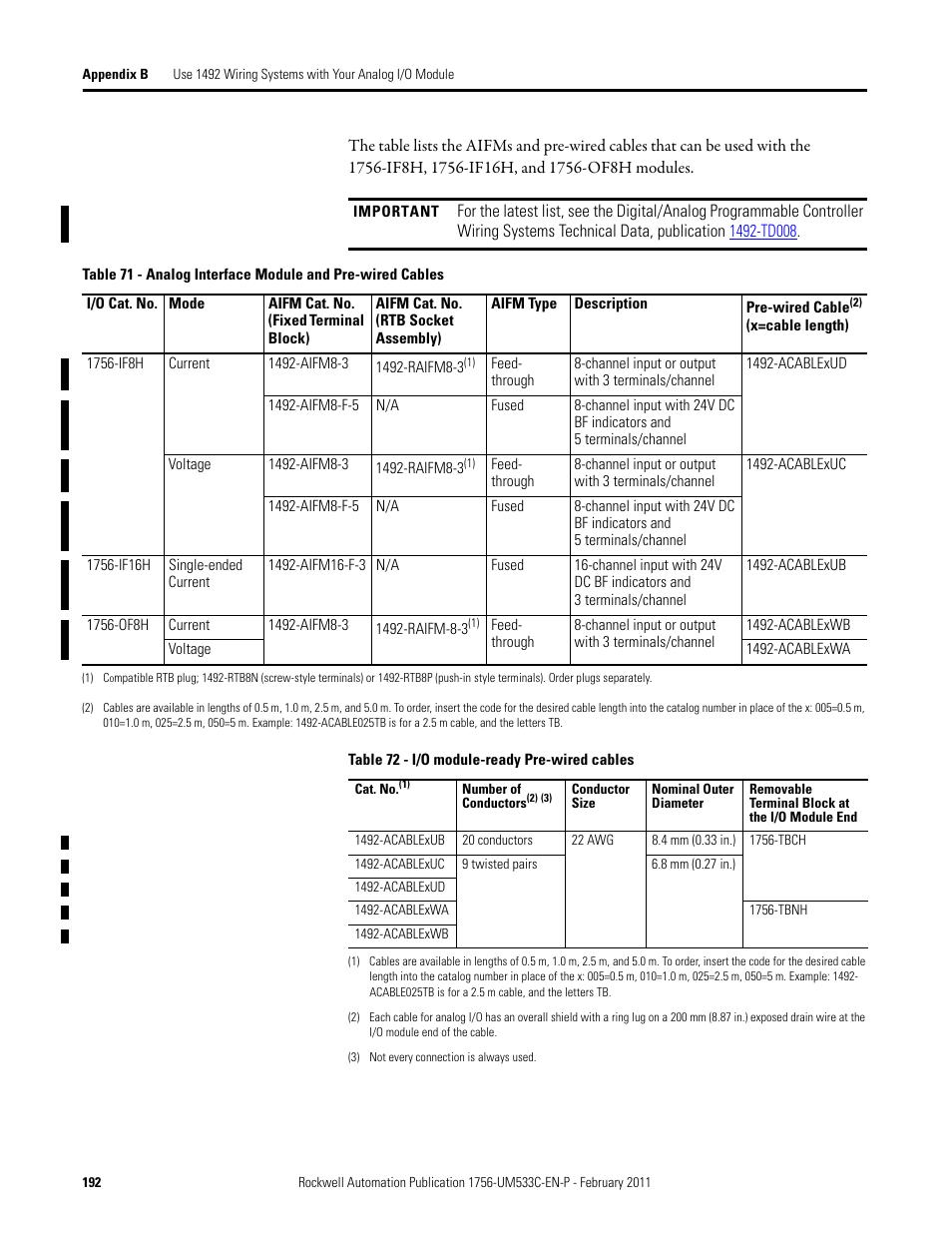 Rockwell Automation 1756-OF8H ControlLogix HART Analog I/O Modules User Manual | Page 192 / 228