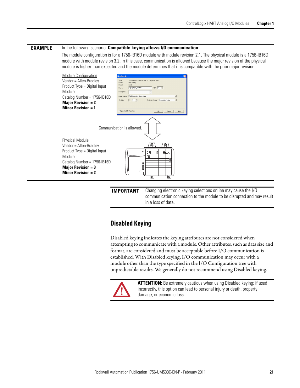 Disabled keying | Rockwell Automation 1756-OF8H ControlLogix HART Analog I/O Modules User Manual | Page 21 / 228