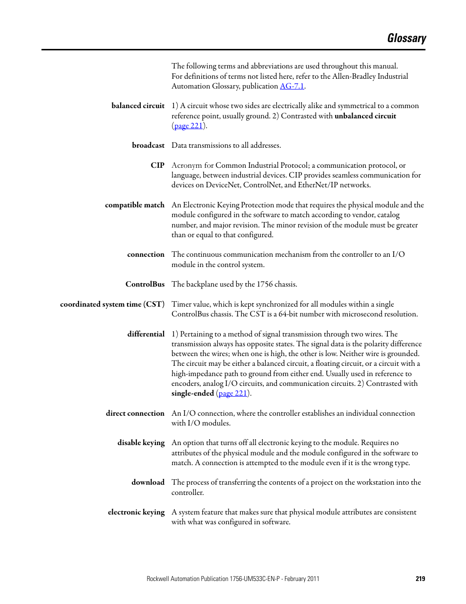 Glossary | Rockwell Automation 1756-OF8H ControlLogix HART Analog I/O Modules User Manual | Page 219 / 228