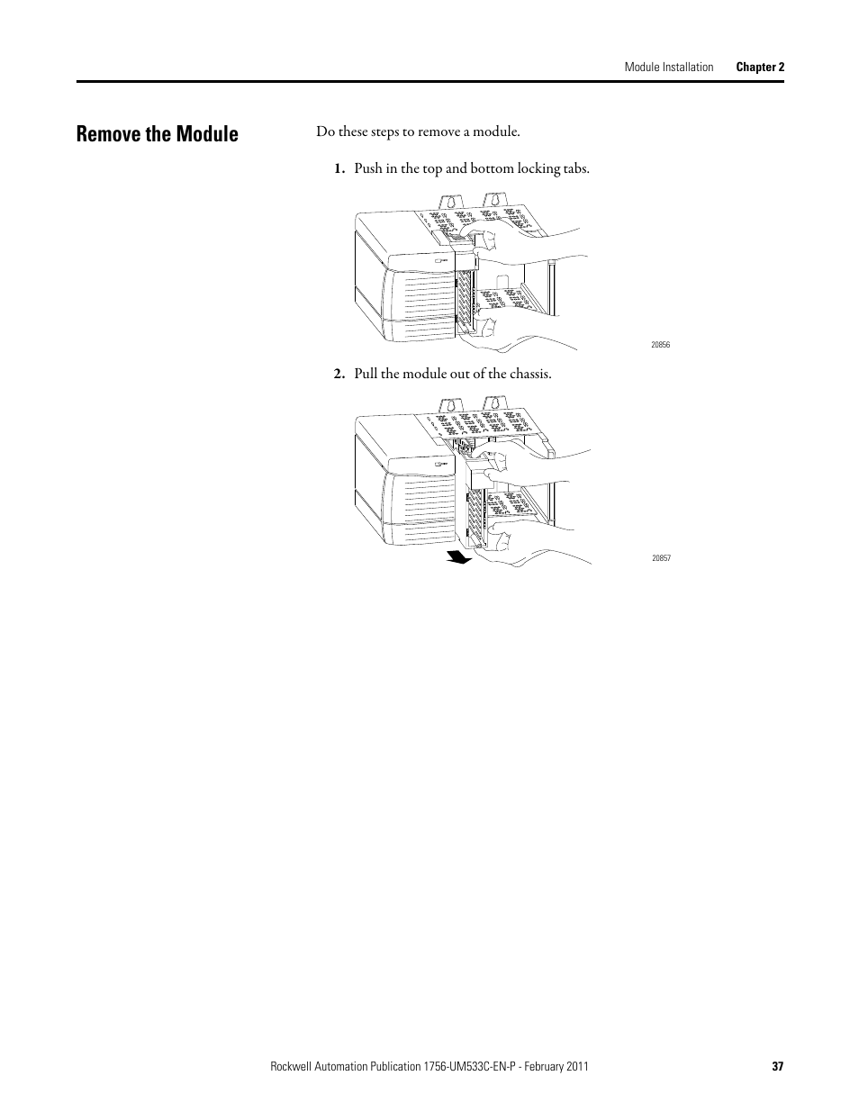 Remove the module | Rockwell Automation 1756-OF8H ControlLogix HART Analog I/O Modules User Manual | Page 37 / 228