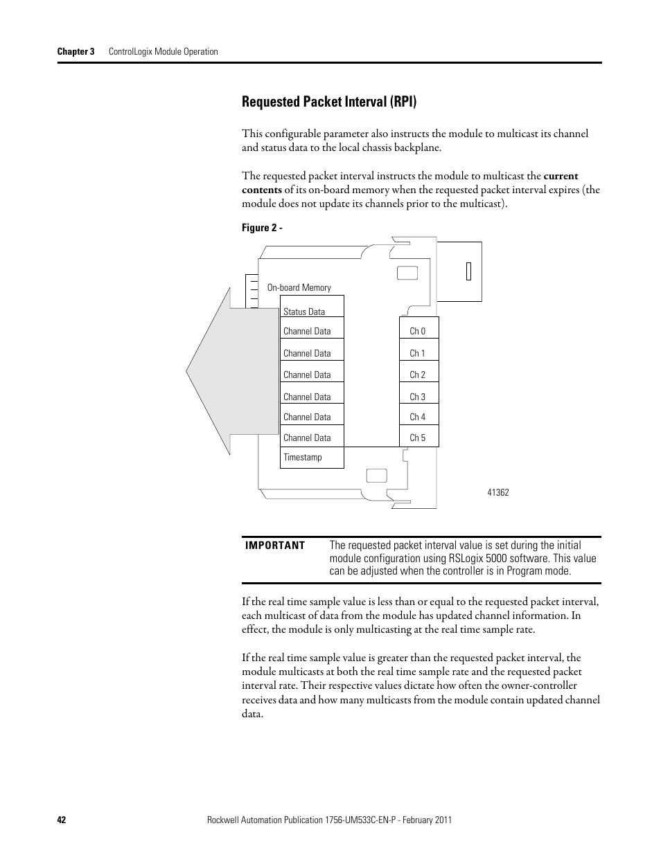 Requested packet interval (rpi) | Rockwell Automation 1756-OF8H ControlLogix HART Analog I/O Modules User Manual | Page 42 / 228