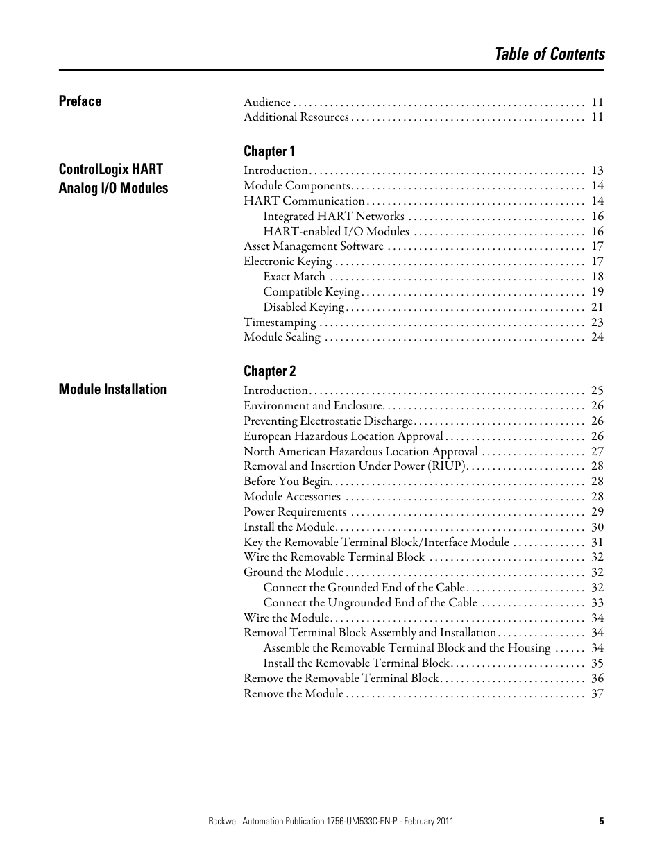 Rockwell Automation 1756-OF8H ControlLogix HART Analog I/O Modules User Manual | Page 5 / 228