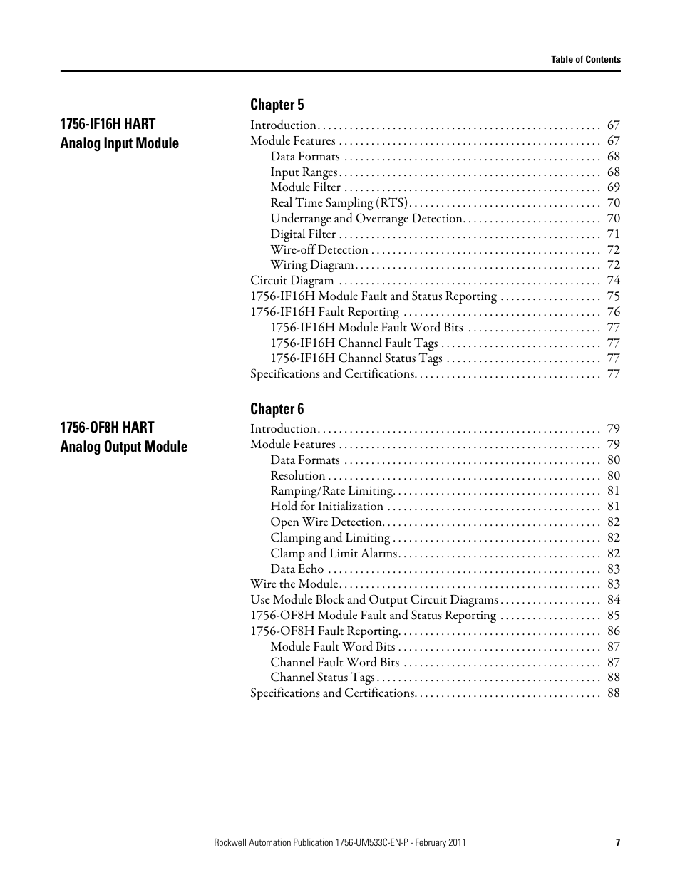 Rockwell Automation 1756-OF8H ControlLogix HART Analog I/O Modules User Manual | Page 7 / 228