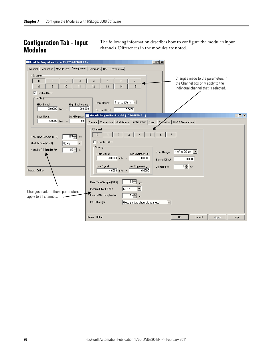 Configuration tab - input modules | Rockwell Automation 1756-OF8H ControlLogix HART Analog I/O Modules User Manual | Page 96 / 228