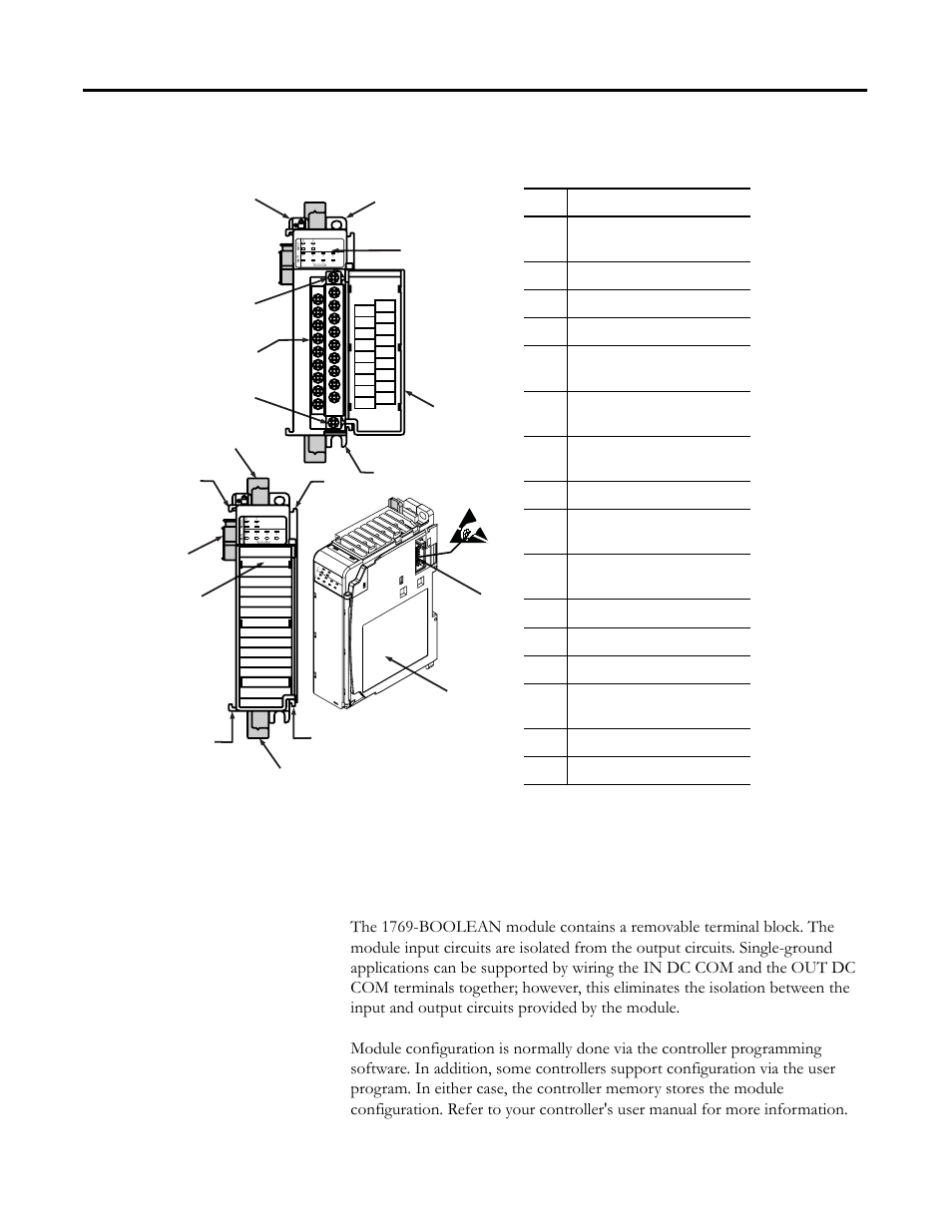 Module description, Hardware features | Rockwell Automation 1769-BOOLEAN Compact I/O Module Reference Manual User Manual | Page 11 / 98
