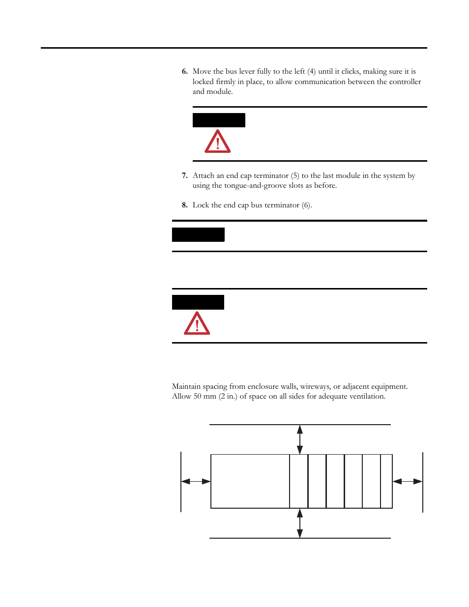 Mount the module, Minimum spacing | Rockwell Automation 1769-BOOLEAN Compact I/O Module Reference Manual User Manual | Page 32 / 98