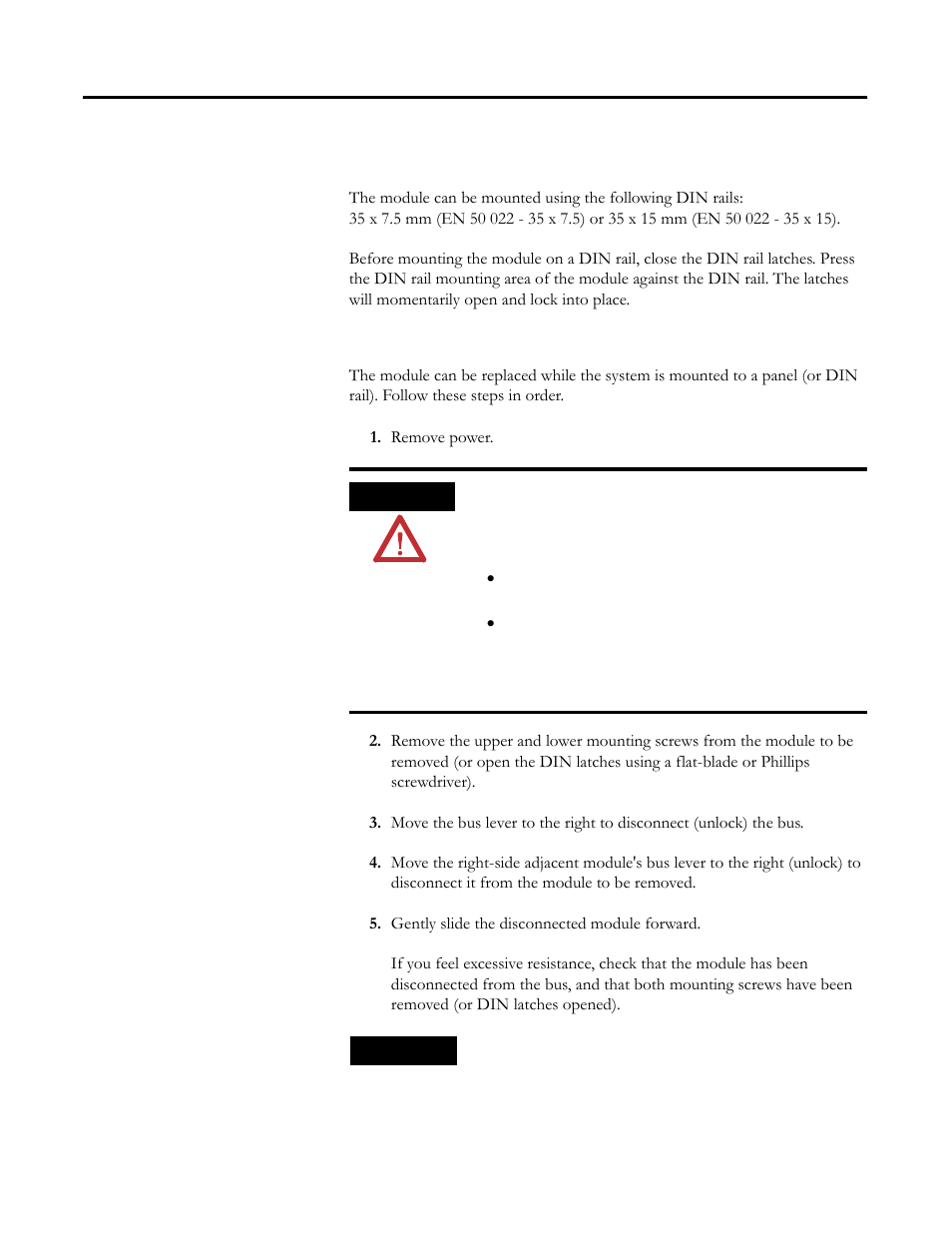 Din rail mount, Replace a single module within a system | Rockwell Automation 1769-BOOLEAN Compact I/O Module Reference Manual User Manual | Page 34 / 98