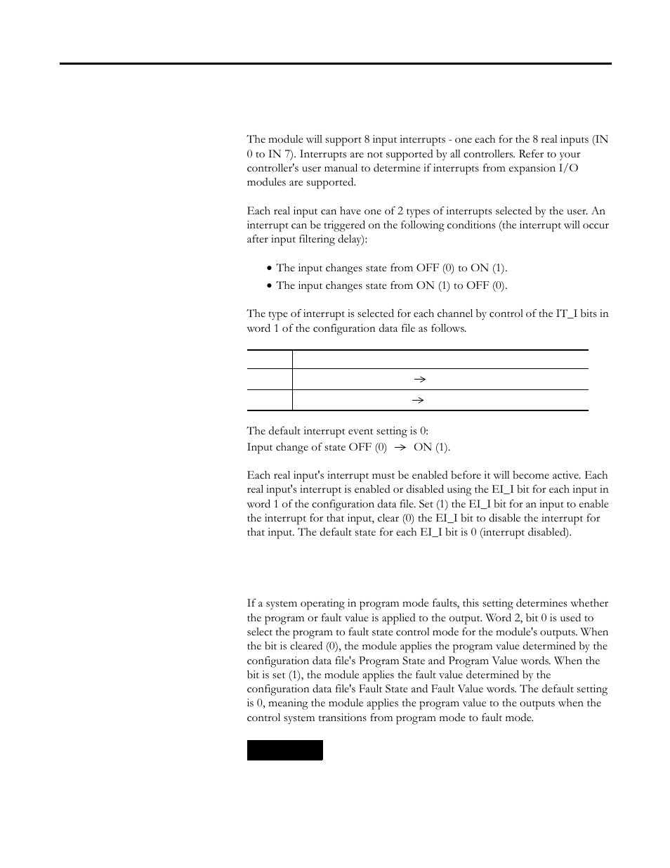 Input interrupts, Program to fault enable (pfe), Input interrupts program to fault enable (pfe) | Rockwell Automation 1769-BOOLEAN Compact I/O Module Reference Manual User Manual | Page 48 / 98