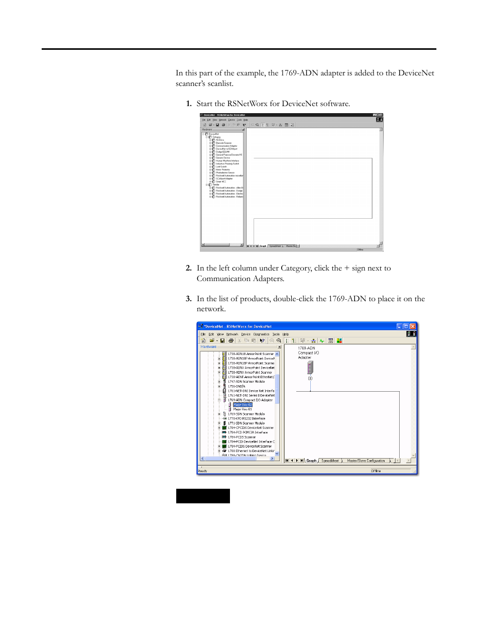 Add the devicenet adapter to the scanlist | Rockwell Automation 1769-BOOLEAN Compact I/O Module Reference Manual User Manual | Page 86 / 98