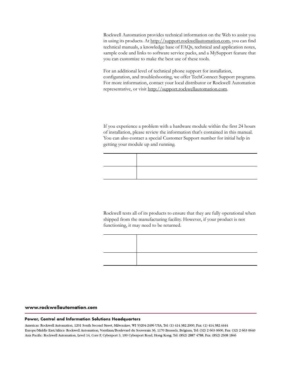 Rockwell automation support, Installation assistance, New product satisfaction return | Backcover | Rockwell Automation 1769-BOOLEAN Compact I/O Module Reference Manual User Manual | Page 96 / 98